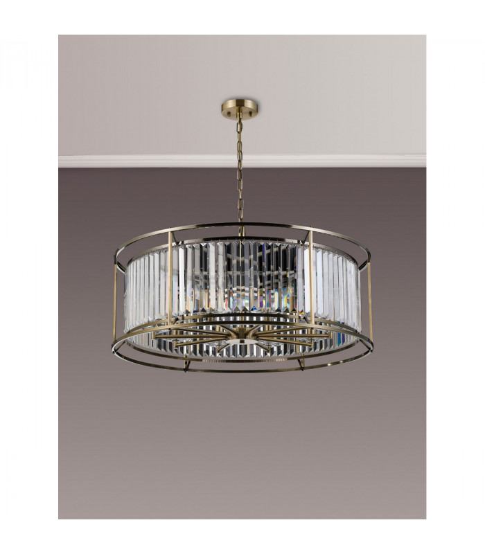 Guilford Ceiling Pendant 10 Light E14 Antique Brass Clear-9
