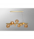 Marshall Linear Ceiling Pendant 9 Light G9 Satin Gold Amber Plated Glass-3