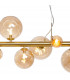 Marshall Linear Ceiling Pendant 9 Light G9 Satin Gold Amber Plated Glass-9