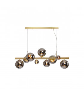 Marshall Linear Ceiling Pendant 9 Light G9 Satin Gold Chrome Plated Glass-1
