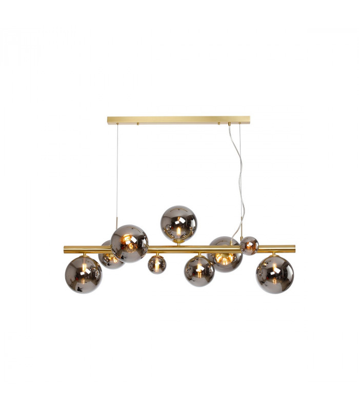 Marshall Linear Ceiling Pendant 9 Light G9 Satin Gold Chrome Plated Glass-1