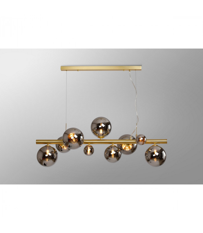 Marshall Linear Ceiling Pendant 9 Light G9 Satin Gold Chrome Plated Glass-3