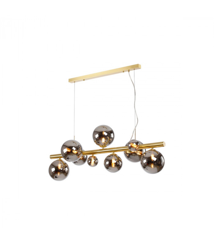 Marshall Linear Ceiling Pendant 9 Light G9 Satin Gold Chrome Plated Glass-5