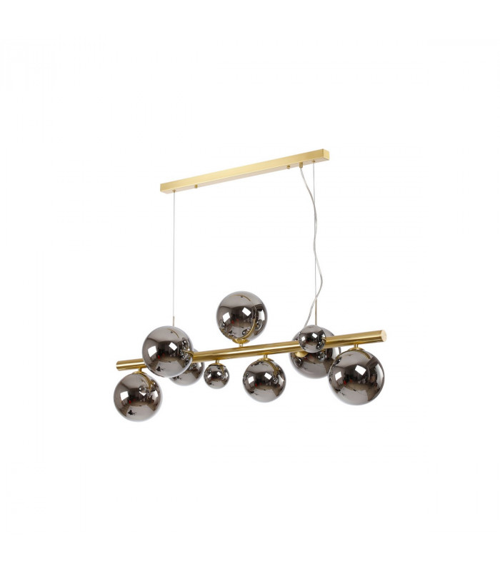 Marshall Linear Ceiling Pendant 9 Light G9 Satin Gold Chrome Plated Glass-6