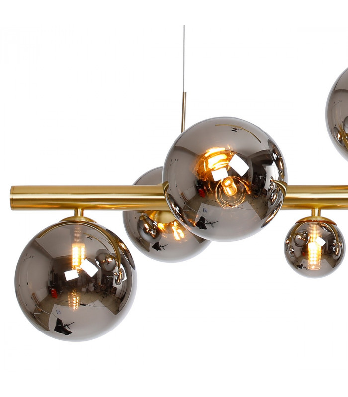 Marshall Linear Ceiling Pendant 9 Light G9 Satin Gold Chrome Plated Glass-8