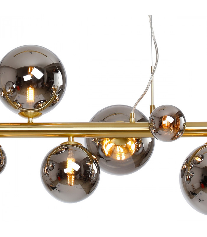 Marshall Linear Ceiling Pendant 9 Light G9 Satin Gold Chrome Plated Glass-9