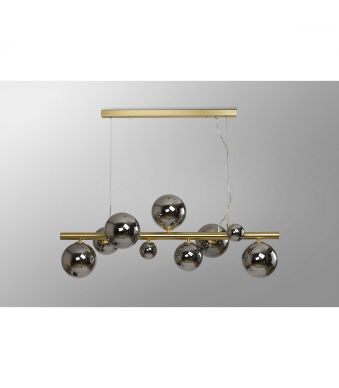Marshall Linear Ceiling Pendant 9 Light G9 Satin Gold Chrome Plated Glass-10