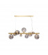 Marshall Linear Ceiling Pendant 9 Light G9 Satin Gold Smoke Plated Glass-1