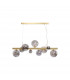 Marshall Linear Ceiling Pendant 9 Light G9 Satin Gold Smoke Plated Glass-4