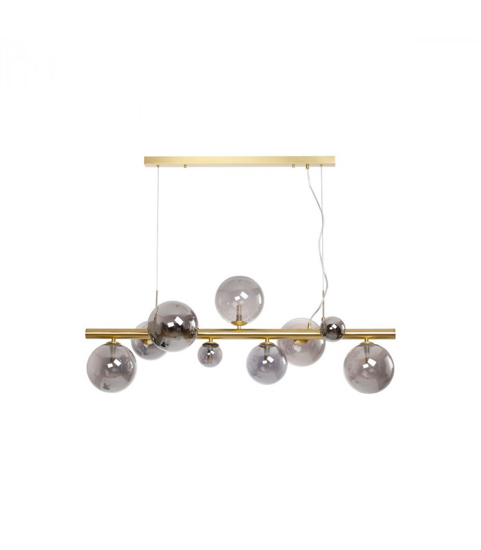 Marshall Linear Ceiling Pendant 9 Light G9 Satin Gold Smoke Plated Glass-4