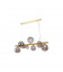 Marshall Linear Ceiling Pendant 9 Light G9 Satin Gold Smoke Plated Glass-5