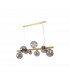 Marshall Linear Ceiling Pendant 9 Light G9 Satin Gold Smoke Plated Glass-6