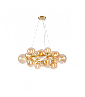 Marshall Circular Ceiling Pendant 16 Light G9 Satin Gold Amber Plated Glass-1