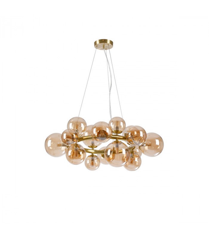 Marshall Circular Ceiling Pendant 16 Light G9 Satin Gold Amber Plated Glass-4