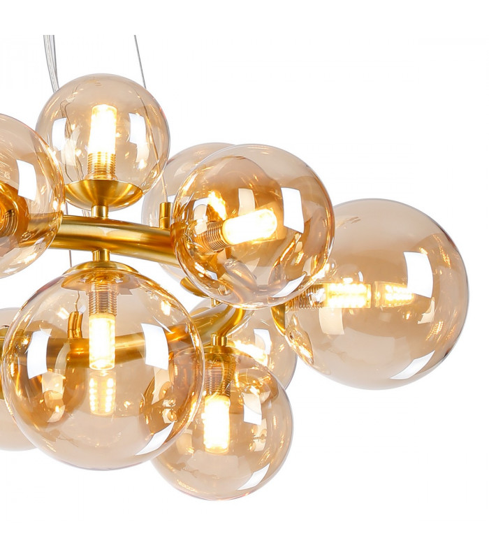 Marshall Circular Ceiling Pendant 16 Light G9 Satin Gold Amber Plated Glass-7