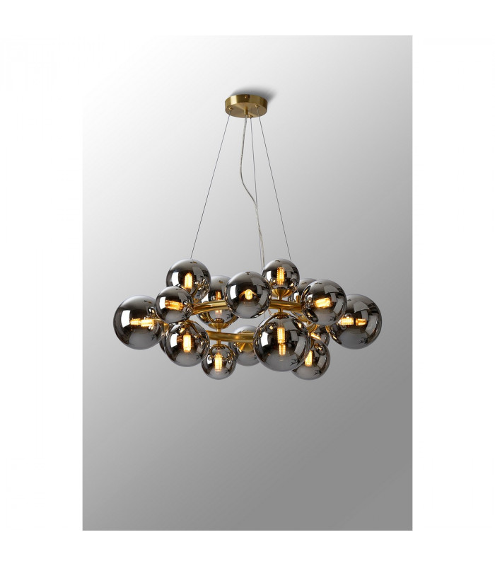 Marshall Circular Ceiling Pendant 16 Light G9 Satin Gold Chrome Plated Glass-3