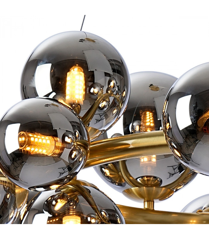 Marshall Circular Ceiling Pendant 16 Light G9 Satin Gold Chrome Plated Glass-6