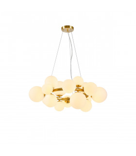 Marshall Circular Ceiling Pendant 16 Light G9 Satin Gold Opal Glass-1
