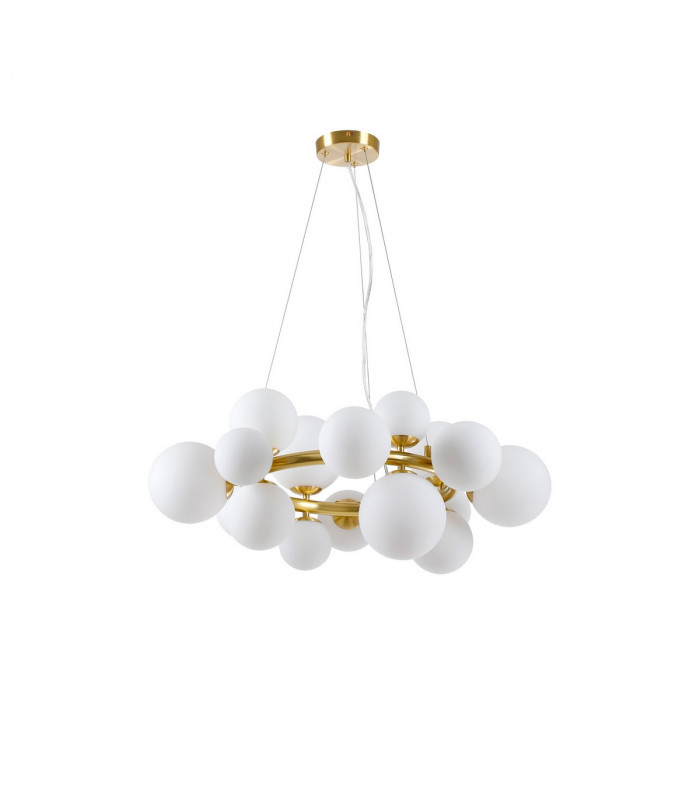 Marshall Circular Ceiling Pendant 16 Light G9 Satin Gold Opal Glass-4