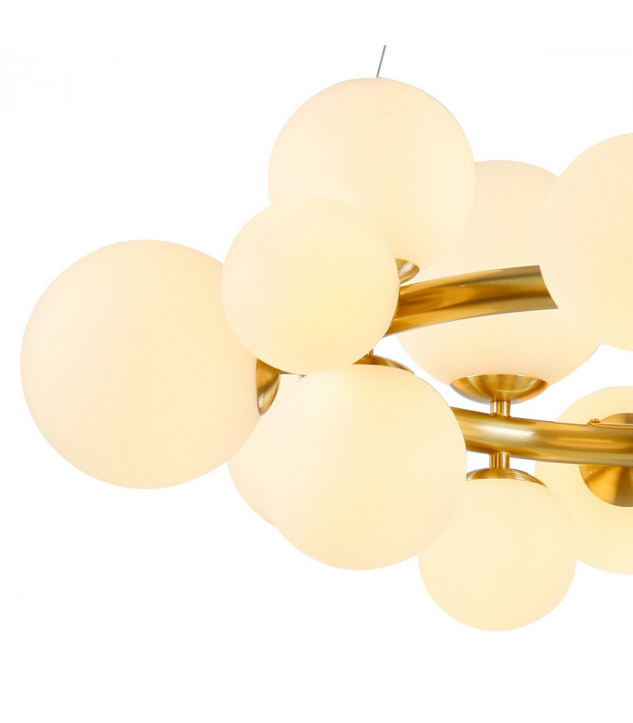 Marshall Circular Ceiling Pendant 16 Light G9 Satin Gold Opal Glass-6