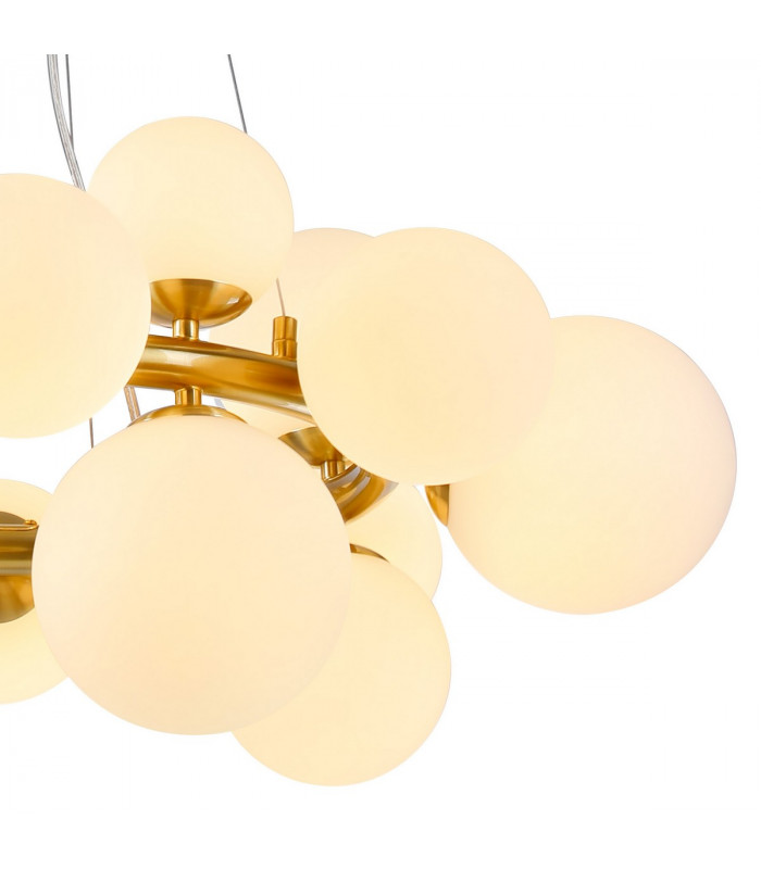Marshall Circular Ceiling Pendant 16 Light G9 Satin Gold Opal Glass-7