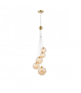Marshall Ceiling Pendant 5 Light G9 Satin Gold Amber Plated Glass-1