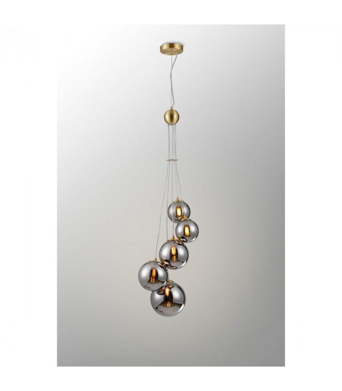 Marshall Ceiling Pendant 5 Light G9 Satin Gold Chrome Plated Glass-3