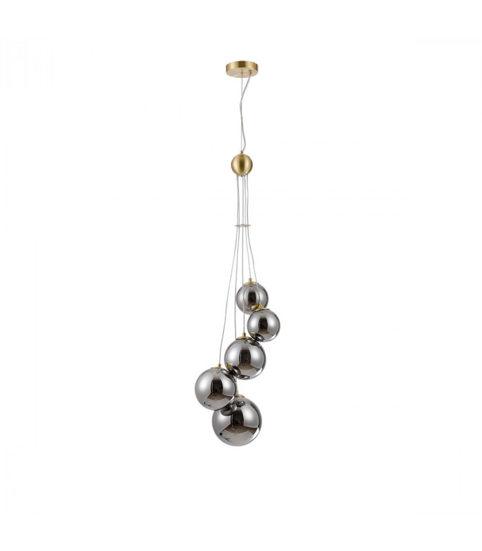 Marshall Ceiling Pendant 5 Light G9 Satin Gold Chrome Plated Glass-4