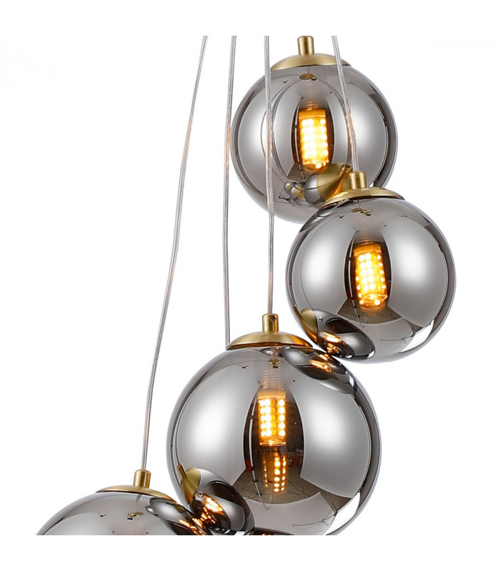 Marshall Ceiling Pendant 5 Light G9 Satin Gold Chrome Plated Glass-7