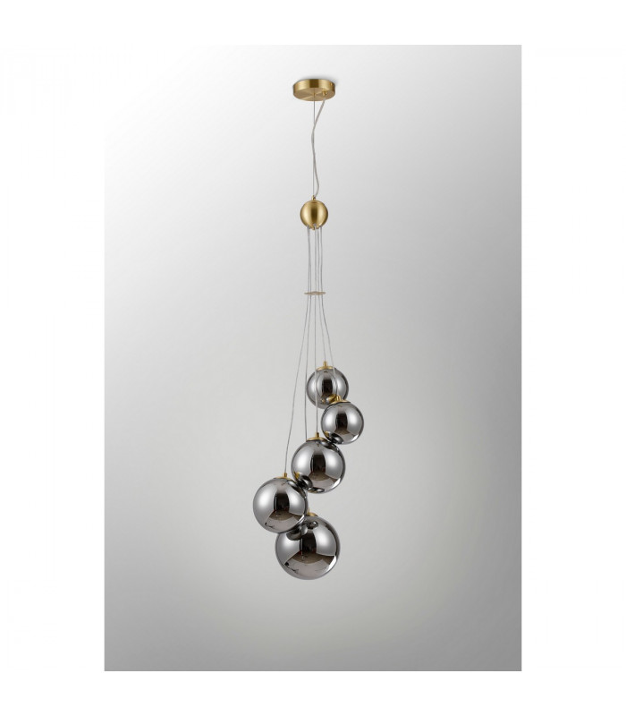 Marshall Ceiling Pendant 5 Light G9 Satin Gold Chrome Plated Glass-8