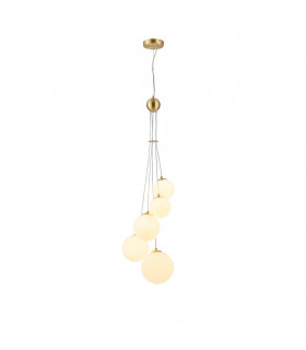 Marshall Ceiling Pendant 5 Light G9 Satin Gold Opal Glass-1