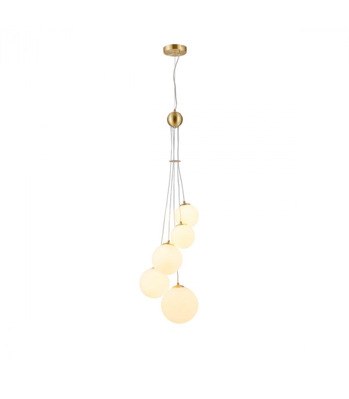 Marshall Ceiling Pendant 5 Light G9 Satin Gold Opal Glass-1