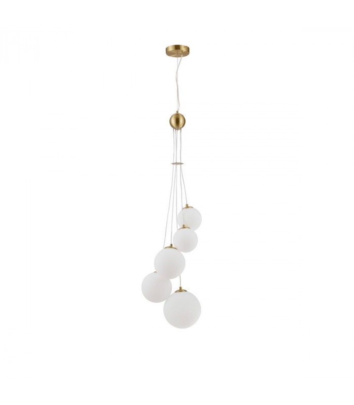 Marshall Ceiling Pendant 5 Light G9 Satin Gold Opal Glass-4