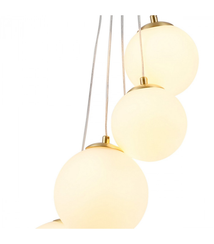 Marshall Ceiling Pendant 5 Light G9 Satin Gold Opal Glass-7