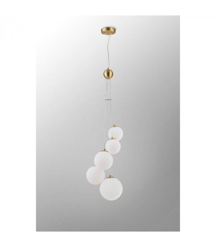 Marshall Ceiling Pendant 5 Light G9 Satin Gold Opal Glass-8