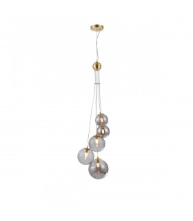 Marshall Ceiling Pendant 5 Light G9 Satin Gold Smoke Plated Glass-1