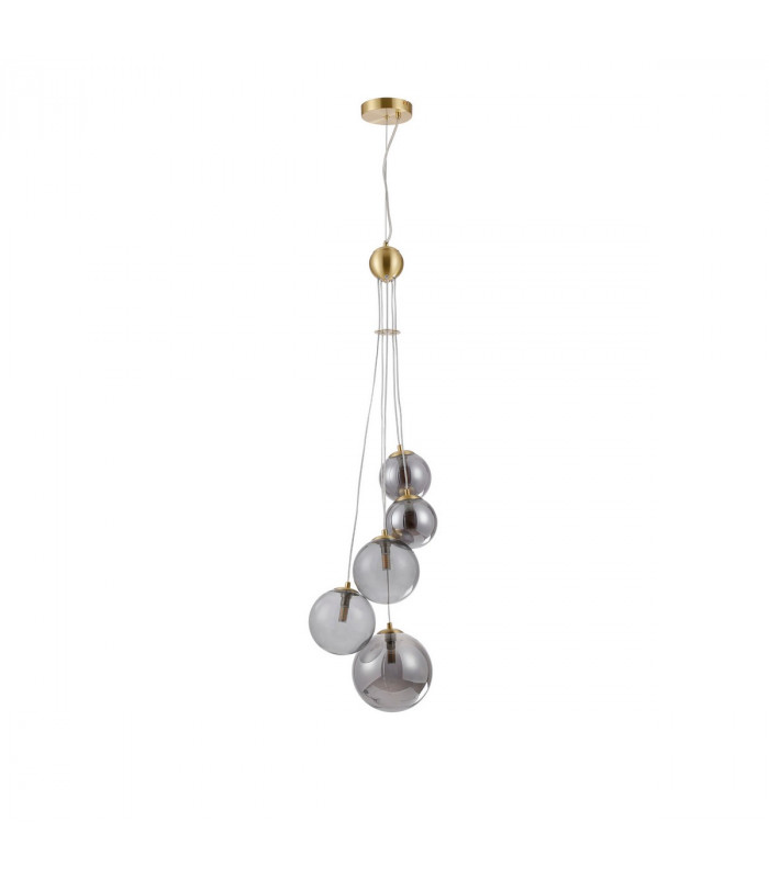 Marshall Ceiling Pendant 5 Light G9 Satin Gold Smoke Plated Glass-4