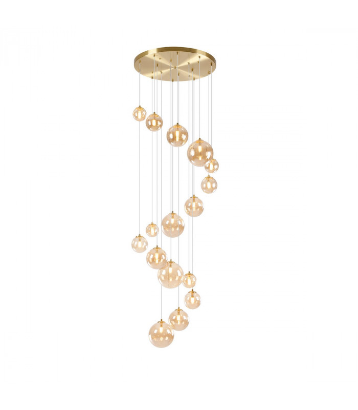 Marshall Ceiling Pendant 16 Light G9 Satin Gold Amber Plated Glass-1