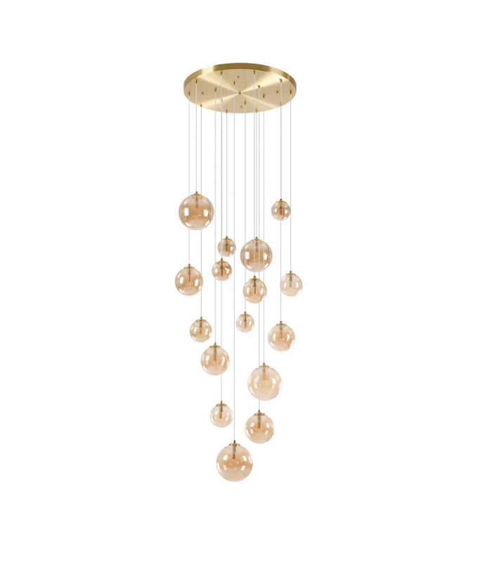 Marshall Ceiling Pendant 16 Light G9 Satin Gold Amber Plated Glass-6