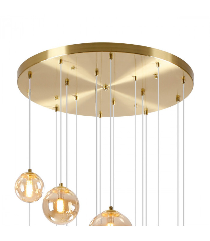Marshall Ceiling Pendant 16 Light G9 Satin Gold Amber Plated Glass-7