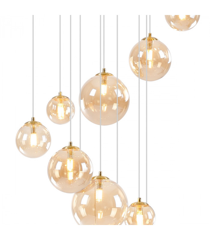 Marshall Ceiling Pendant 16 Light G9 Satin Gold Amber Plated Glass-8