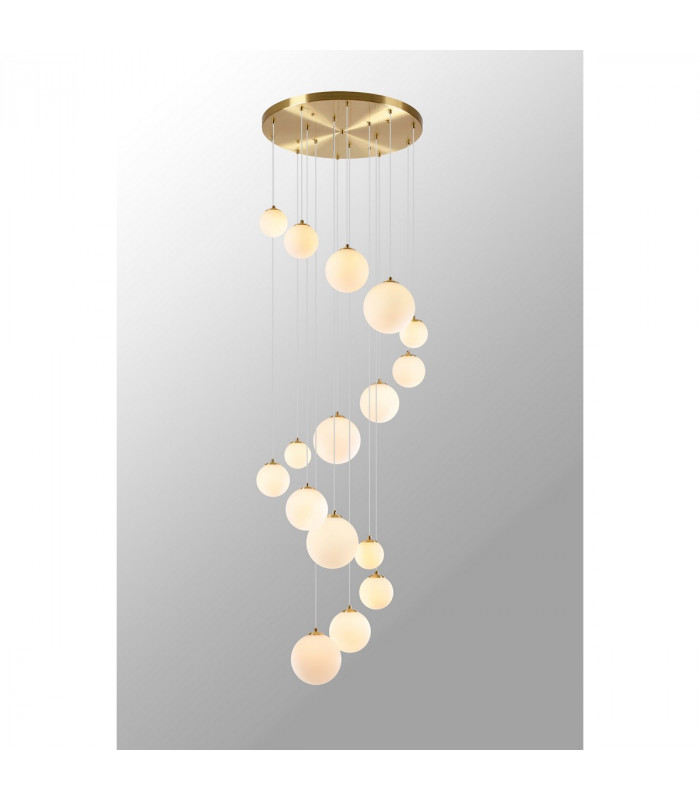 Marshall Ceiling Pendant 16 Light G9 Satin Gold Opal Glass-3