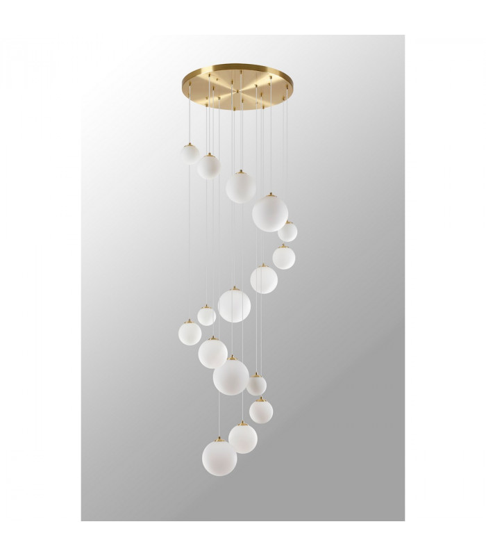 Marshall Ceiling Pendant 16 Light G9 Satin Gold Opal Glass-9