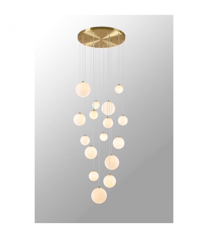 Marshall Ceiling Pendant 16 Light G9 Satin Gold Opal Glass-10
