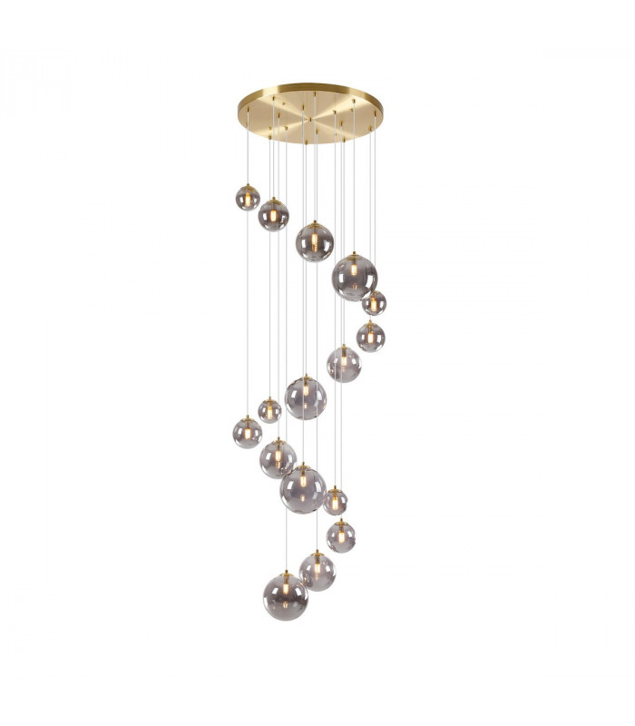 Marshall Ceiling Pendant 16 Light G9 Satin Gold Smoke Plated Glass-1