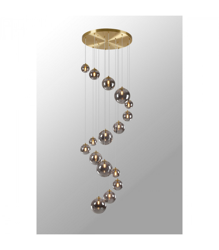 Marshall Ceiling Pendant 16 Light G9 Satin Gold Smoke Plated Glass-3