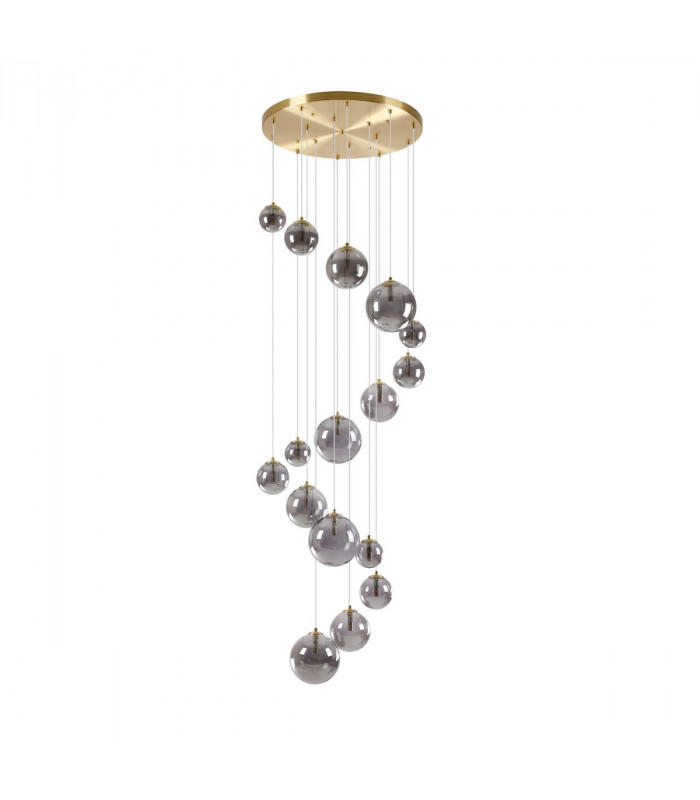 Marshall Ceiling Pendant 16 Light G9 Satin Gold Smoke Plated Glass-4