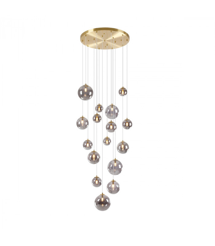 Marshall Ceiling Pendant 16 Light G9 Satin Gold Smoke Plated Glass-5