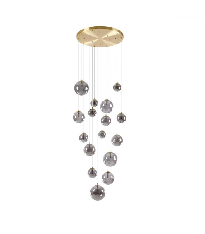 Marshall Ceiling Pendant 16 Light G9 Satin Gold Smoke Plated Glass-6