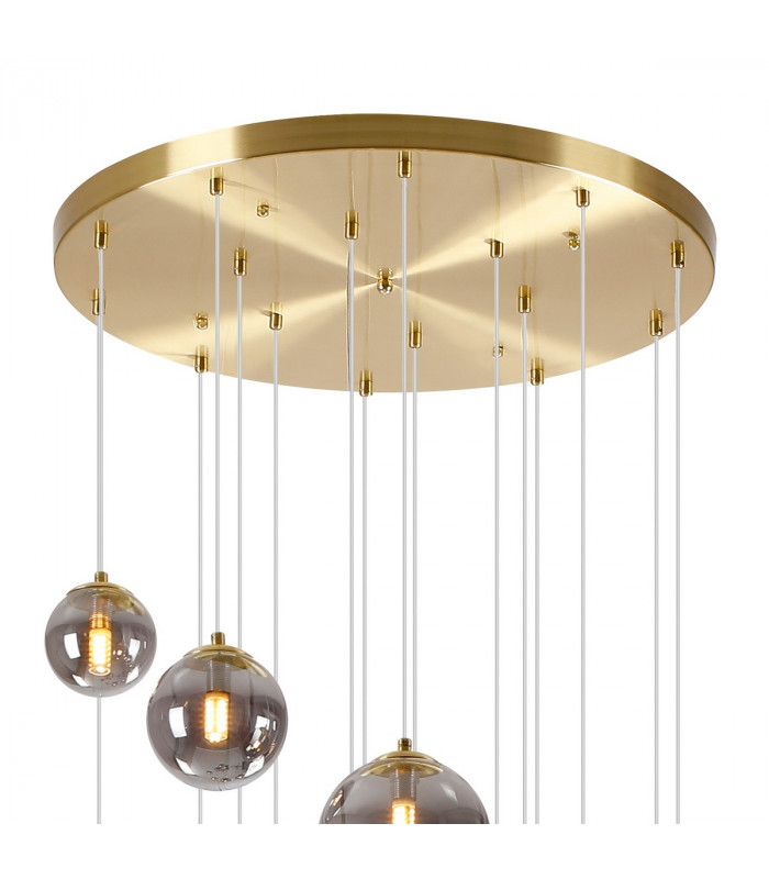 Marshall Ceiling Pendant 16 Light G9 Satin Gold Smoke Plated Glass-7